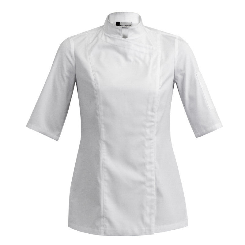 Veste de cuisine Sienne Blanc courtes XS-34/36-T00 - Clement Design - Veste cuisine femme - SIENNE BLANC MC T00