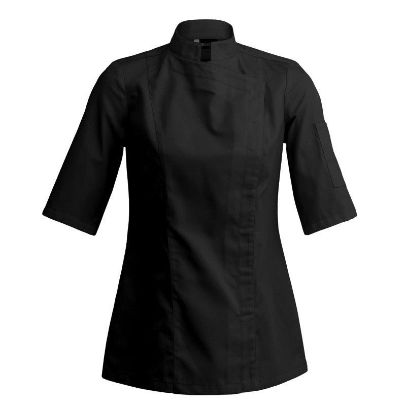 Veste de cuisine Sienne Noir courtes XS-34/36-T00 - Clement Design - Veste cuisine femme - SIENNE NOIR MC T00